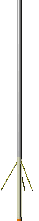Manufacturer product illustration of a slender downhole caliper probe with three extended borehole-contact arms. Manufacturer product illustration.