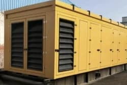 OSGT generator acoustic enclosure with ventilation louvers at an outdoor installation. Reference equipment photograph.