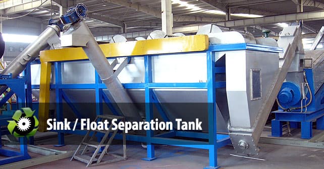 ASG sink-float separation tank photographed with rotating top paddles and supporting frame. Reference equipment photograph.