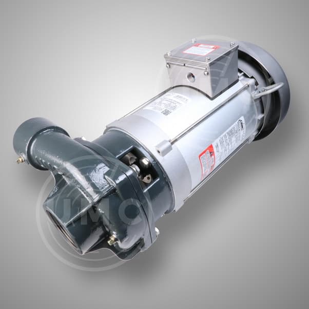 Irrigation booster pump with a silver motor, terminal box and dark volute casing, shown in a product photograph. Reference equipment photograph.