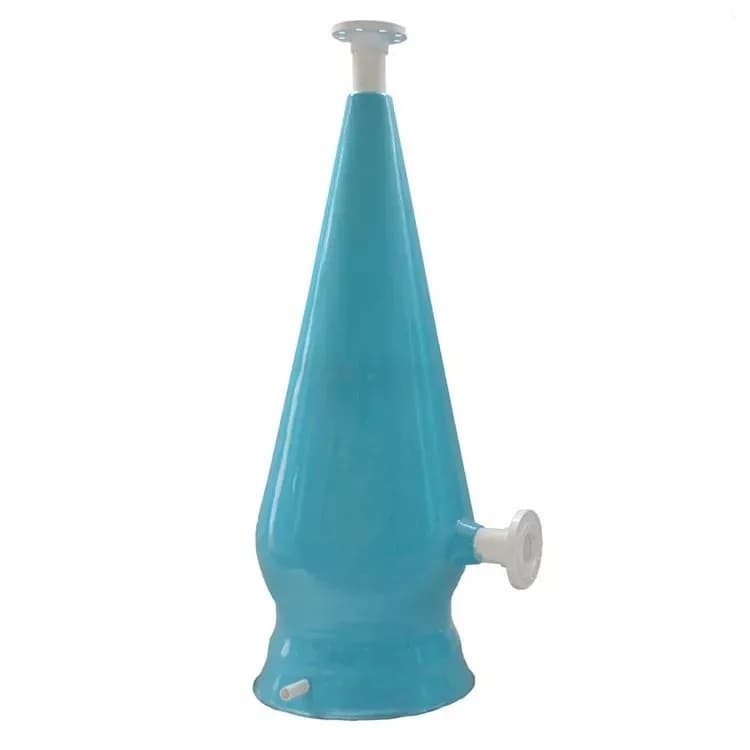 SIGMA oxygen cone with a conical contact vessel and water connections. Reference equipment photograph.