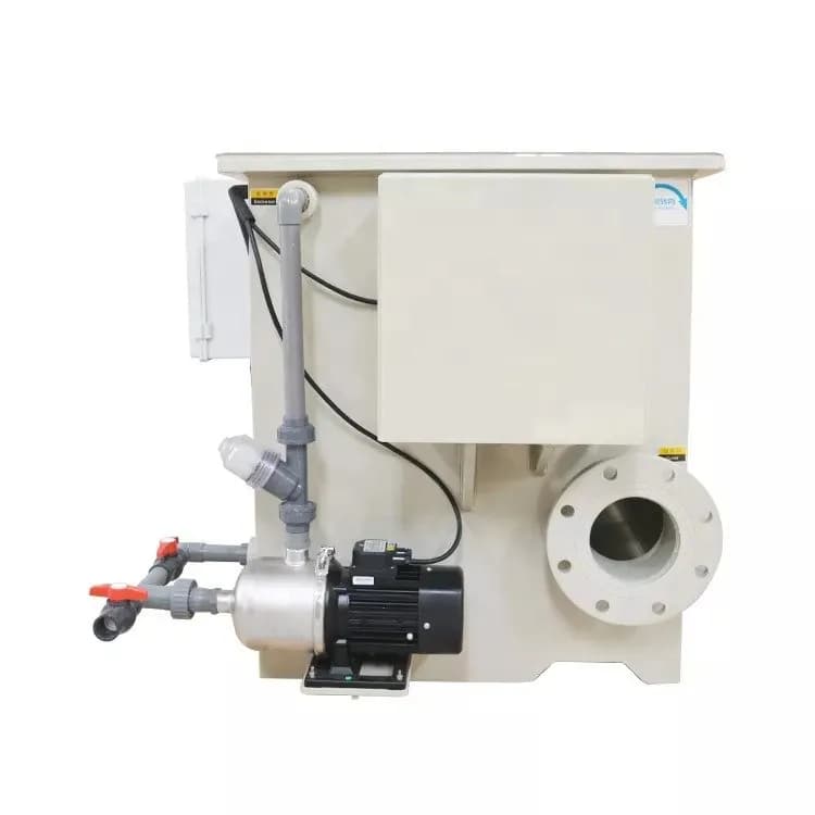 SIGMA rotary drum filter with enclosed screened drum, backwash piping and controls. Reference equipment photograph.