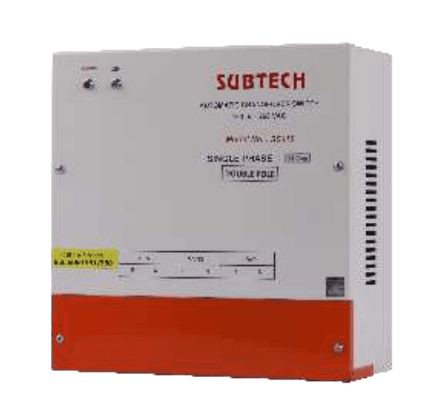 Subtech automatic transfer panel with enclosed switch assembly. Reference equipment photograph.