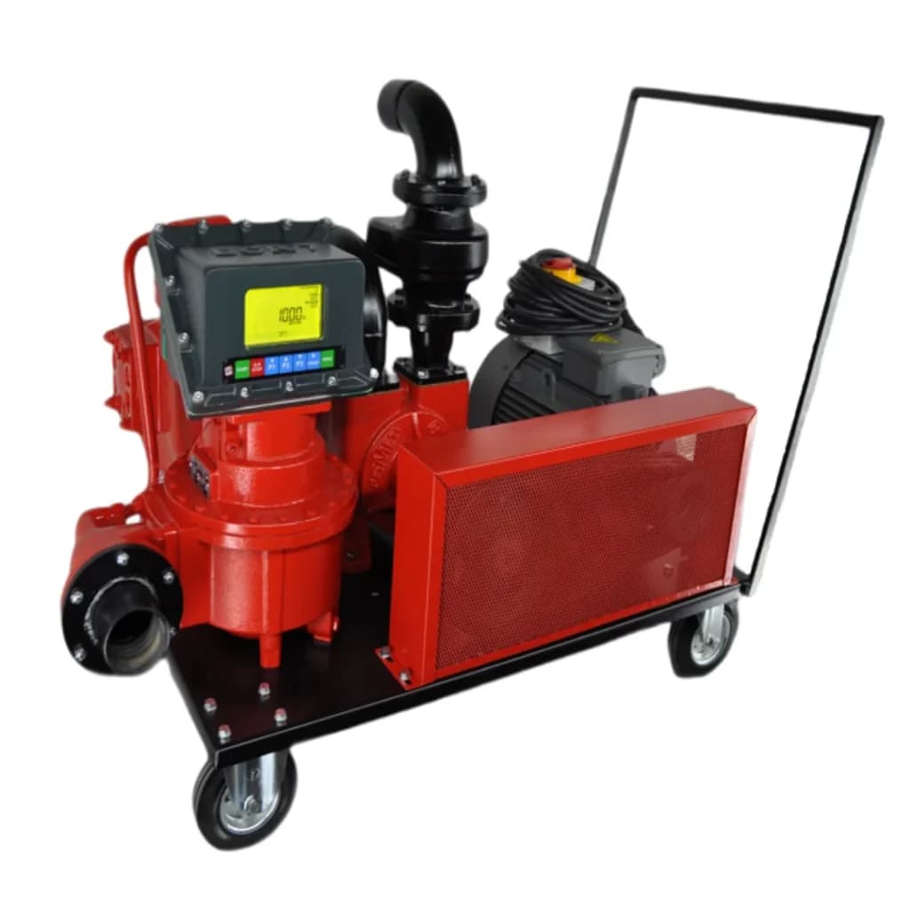 Neftgen wheeled fuel transfer pump set with meter and motor. Reference equipment photograph.