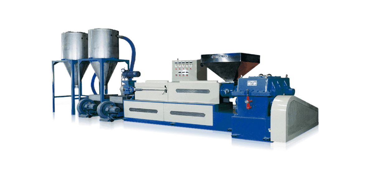 Chen Yu PVC recycling pelletizing configuration with extruder, feed system and pellet handling components. Reference equipment photograph.