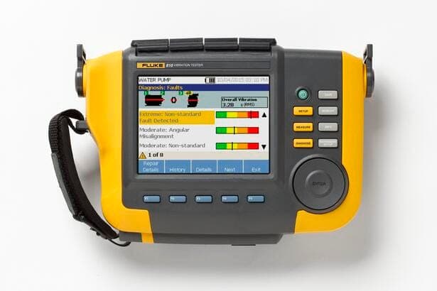 Fluke 810 vibration tester with a display, controls and handheld enclosure. Reference equipment photograph.
