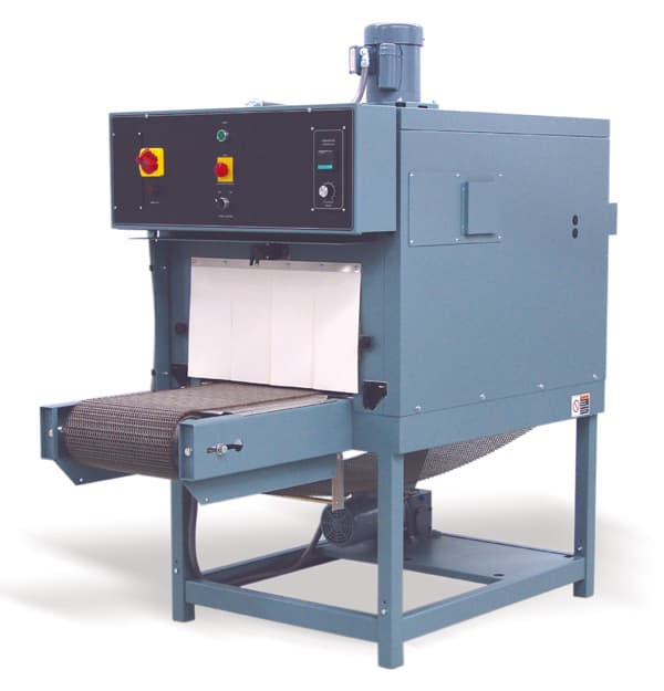 Sealed Air Shanklin shrink tunnel with an enclosed heated chamber and through conveyor. Reference equipment photograph.