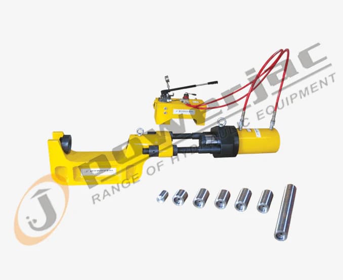 POWERJAC C-frame track-pin press with hydraulic pump, hoses and adapters