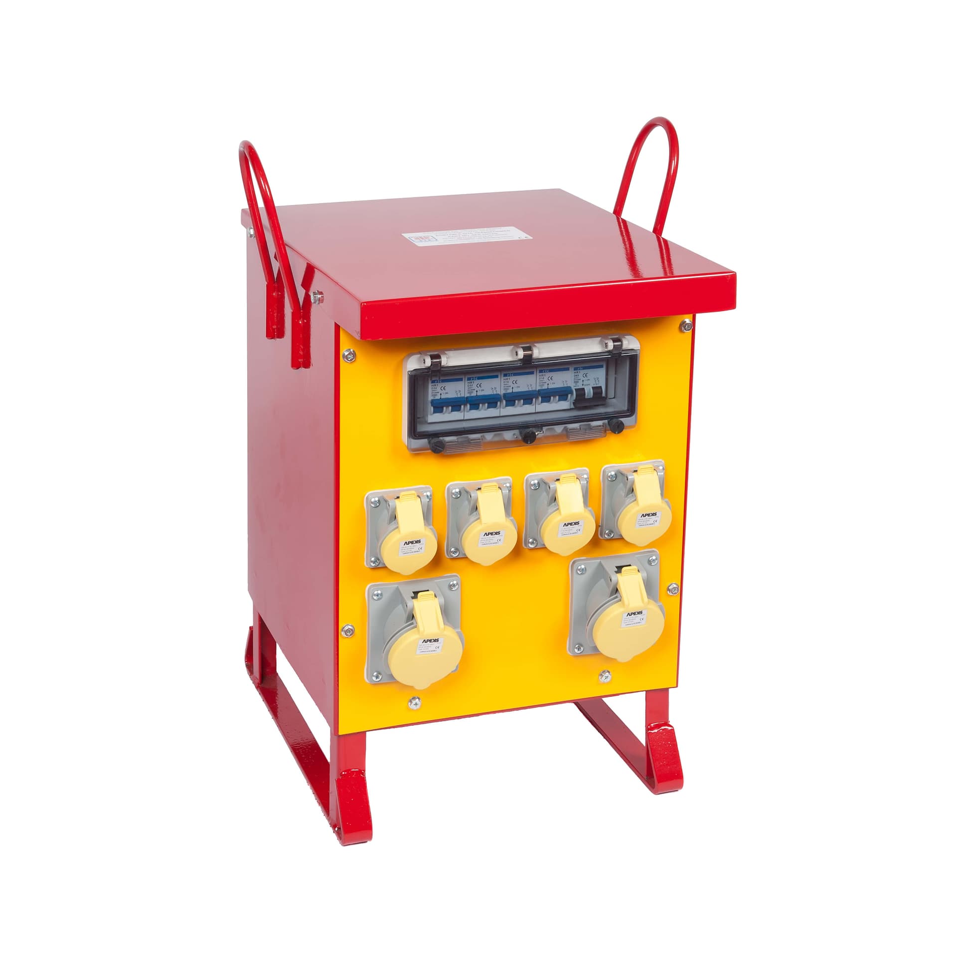 Eastern SFS portable transformer enclosure with sockets and carrying handles. Reference equipment photograph.