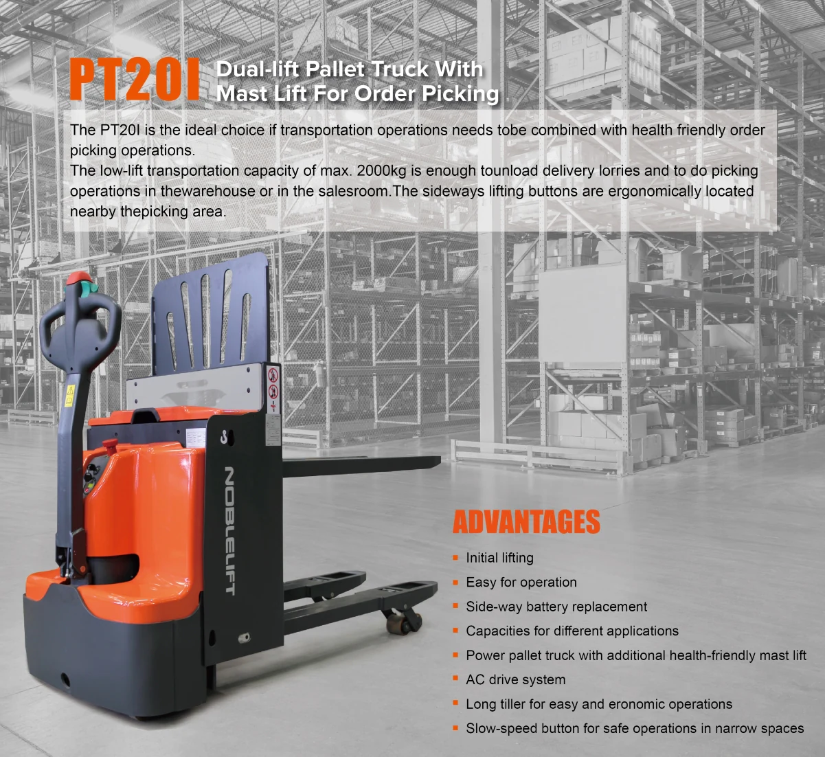 NOBLELIFT PT20I product illustration, labelled PT20I on the manufacturer's page.