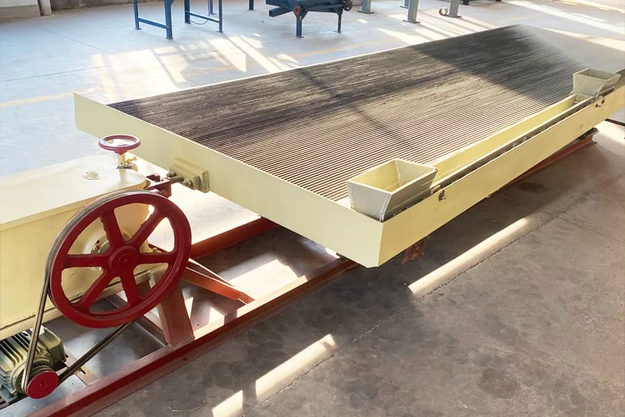 JXSC shaking table with riffled deck and belt-driven head motion