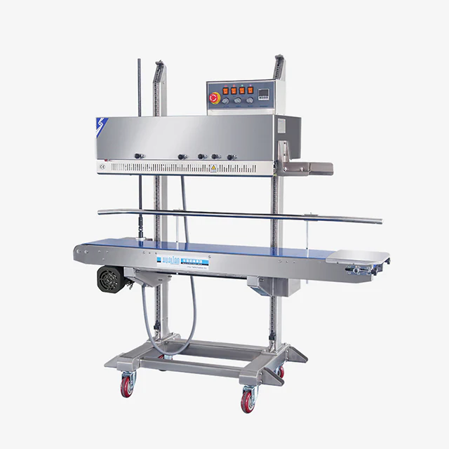 Hualian FRM-1120LD upright band sealer with adjustable conveyor