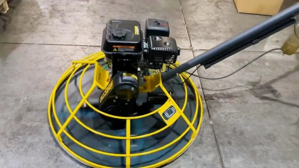 Angled PME-S120 view showing engine, drive cover and large finishing pan