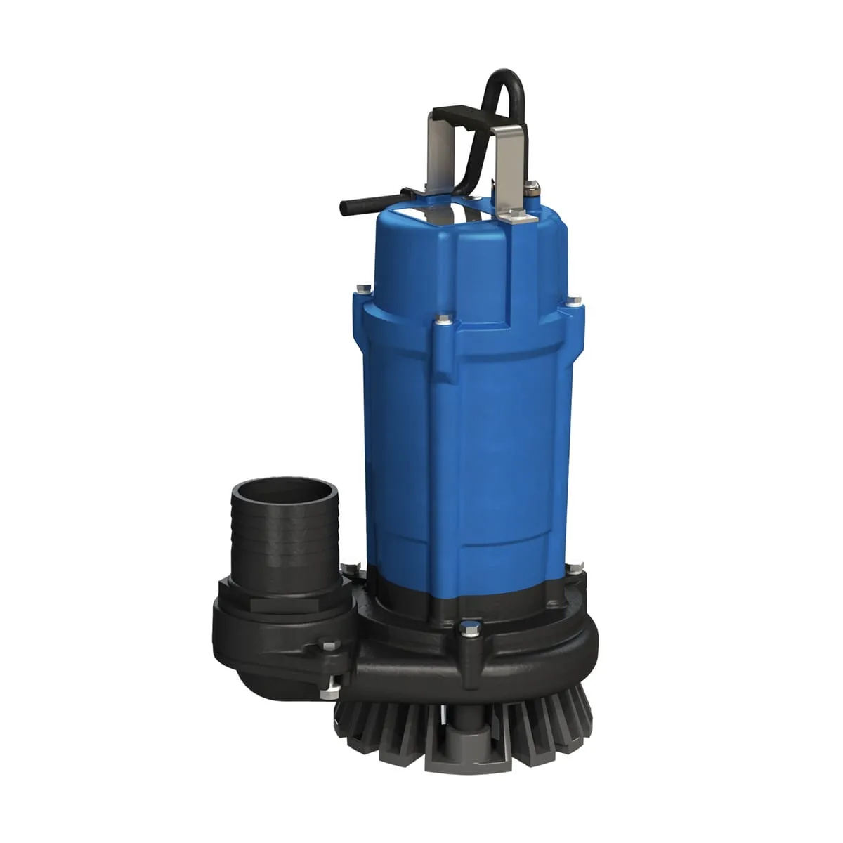MEUDY FSM31-series blue submersible drainage pump reference with an 80 mm side outlet and guarded agitator intake