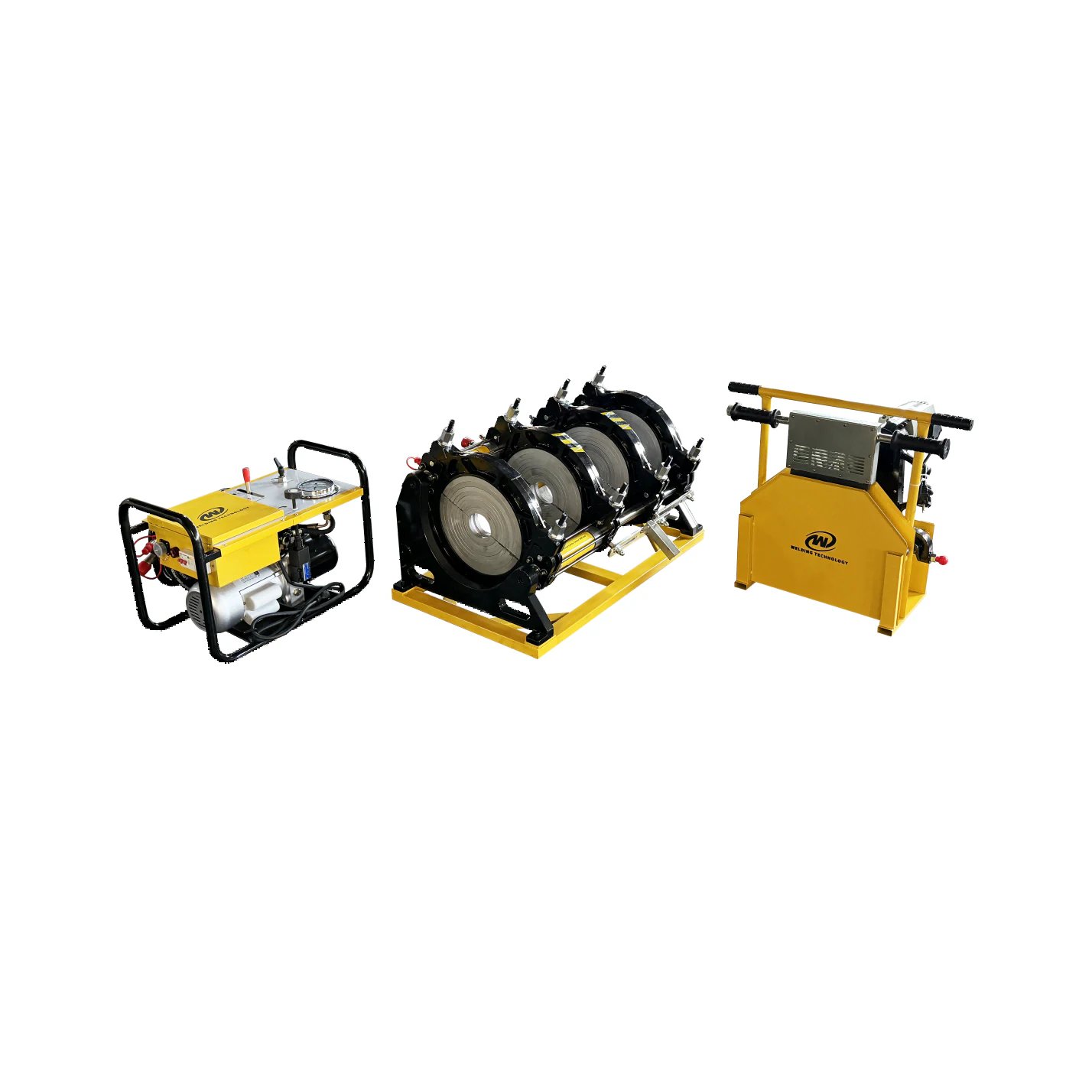 Hangzhou Welding Technology WD315A hydraulic butt fusion set with pipe clamps, hydraulic unit and tool stand