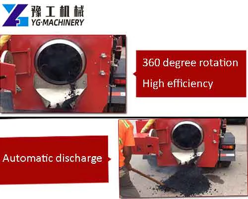 Manufacturer illustration of an asphalt-recycling family drum and material discharge