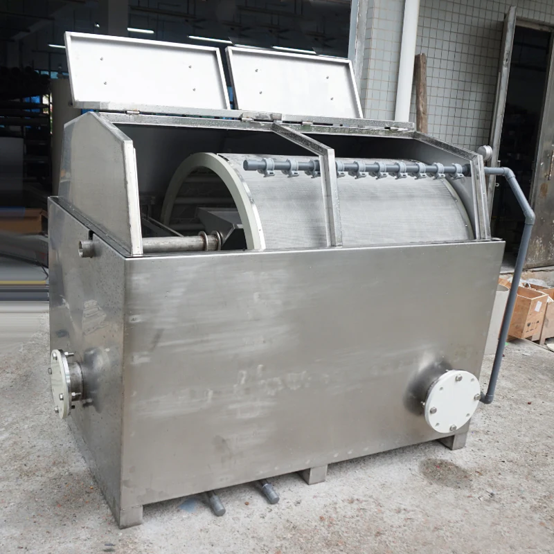 Manufacturer drum-filter photograph with covers open; ED-316L series reference.