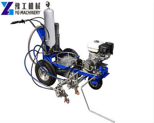 Blue YG-8D hand-push cold-paint marker with two spray guns and guide bar
