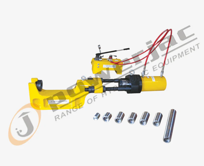 POWERJAC C-frame track-pin press with hydraulic pump, hoses and adapters