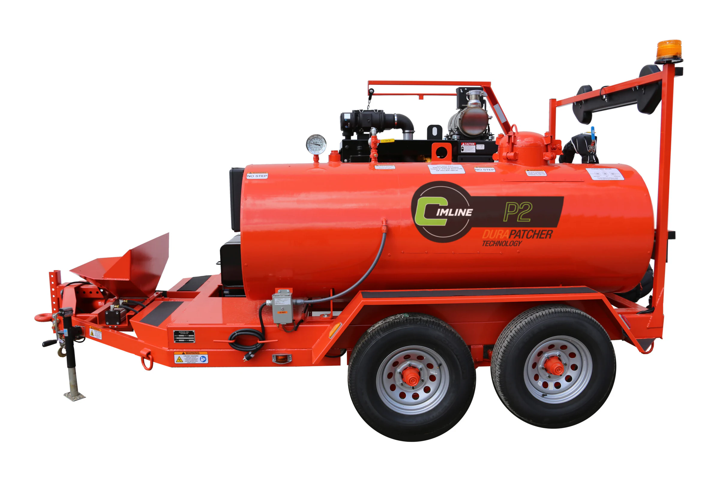 Cimline P2 DuraPatcher trailer with emulsion tank and patching boom